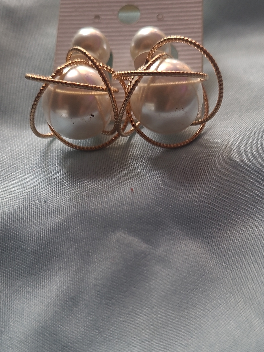 Elegant Gold-Tone Pearl Statement Earrings